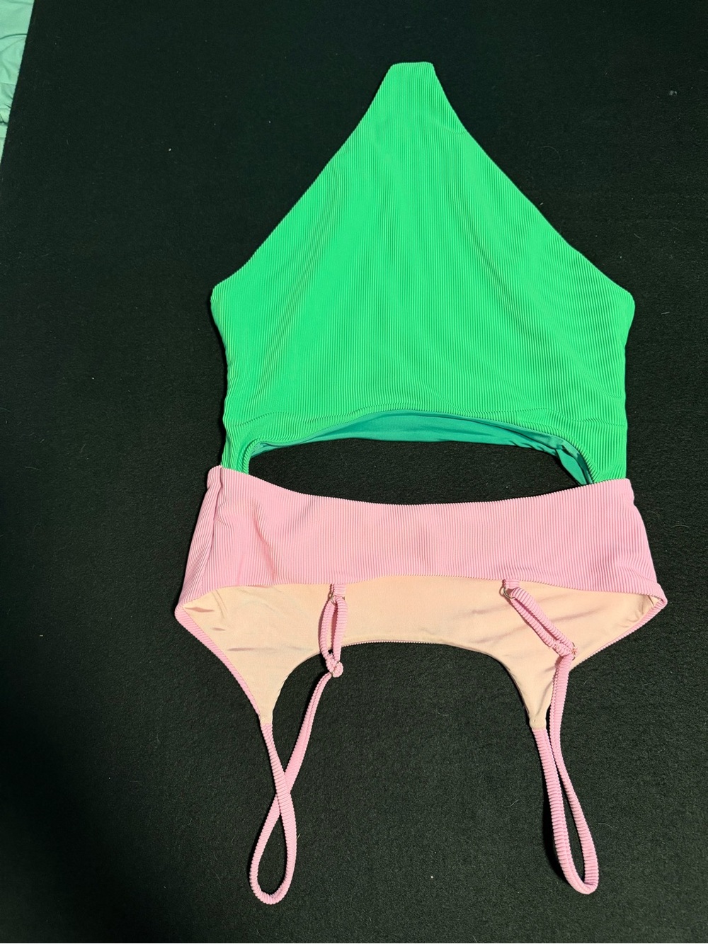 Beach Riot Green and Pink Ribbed Bikini Set - Picture 5 of 6